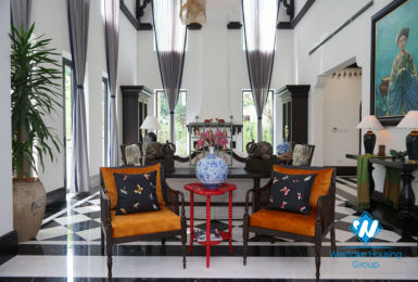 Indochina style interior house with large garden for rent in Vinhomes Riverside - Long Bien 